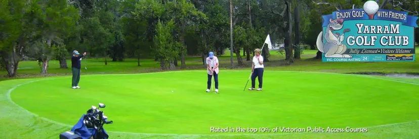 Golfers on the putting green at Yarram Golf Club